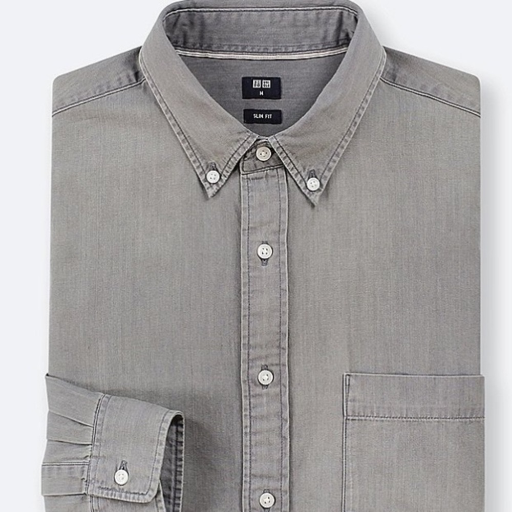 Uniqlo Slim Fit Grey Denim Shirt Small